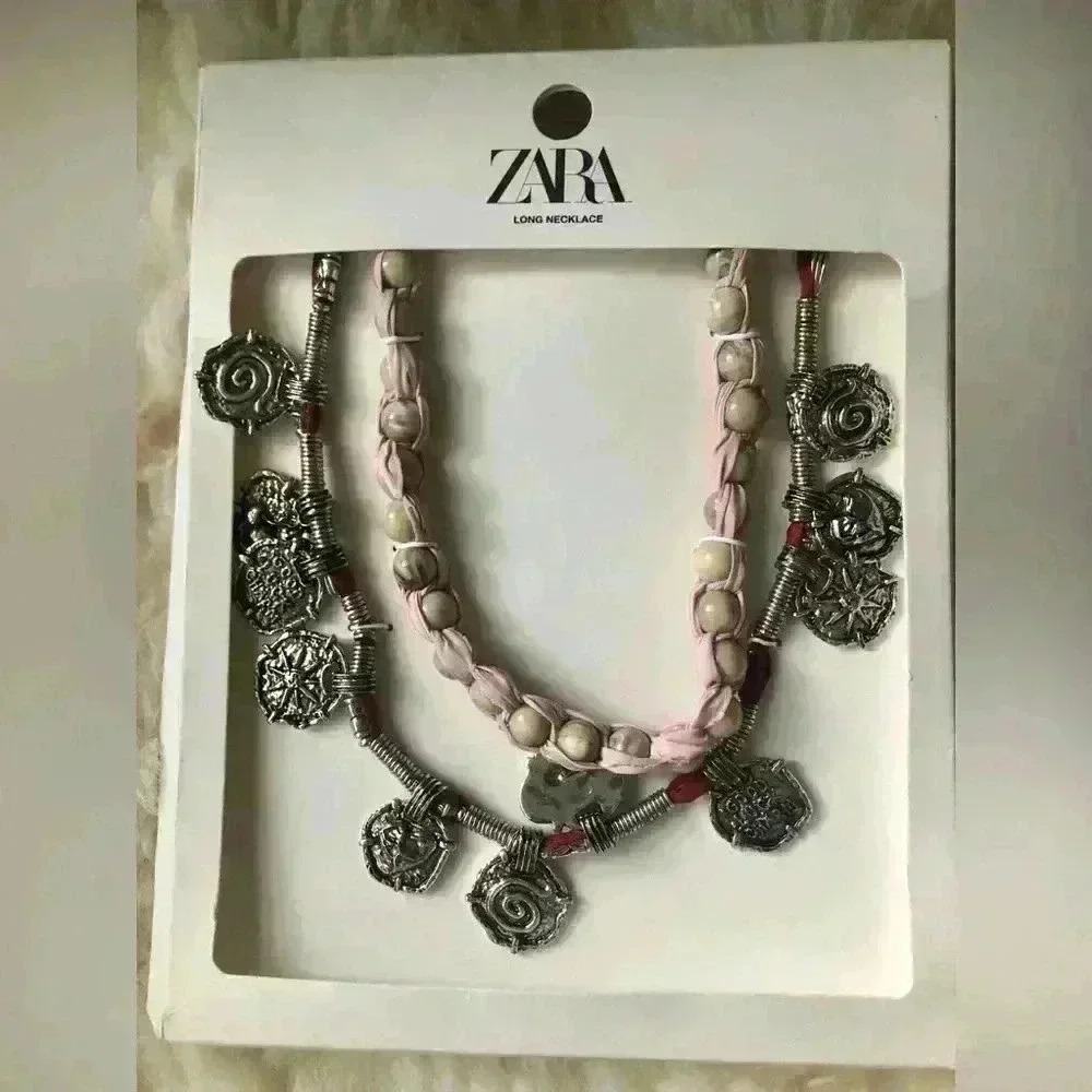 Zara PACK OF 2 WOVEN NECKLACES WITH METAL PIECES - Picture 4 of 5